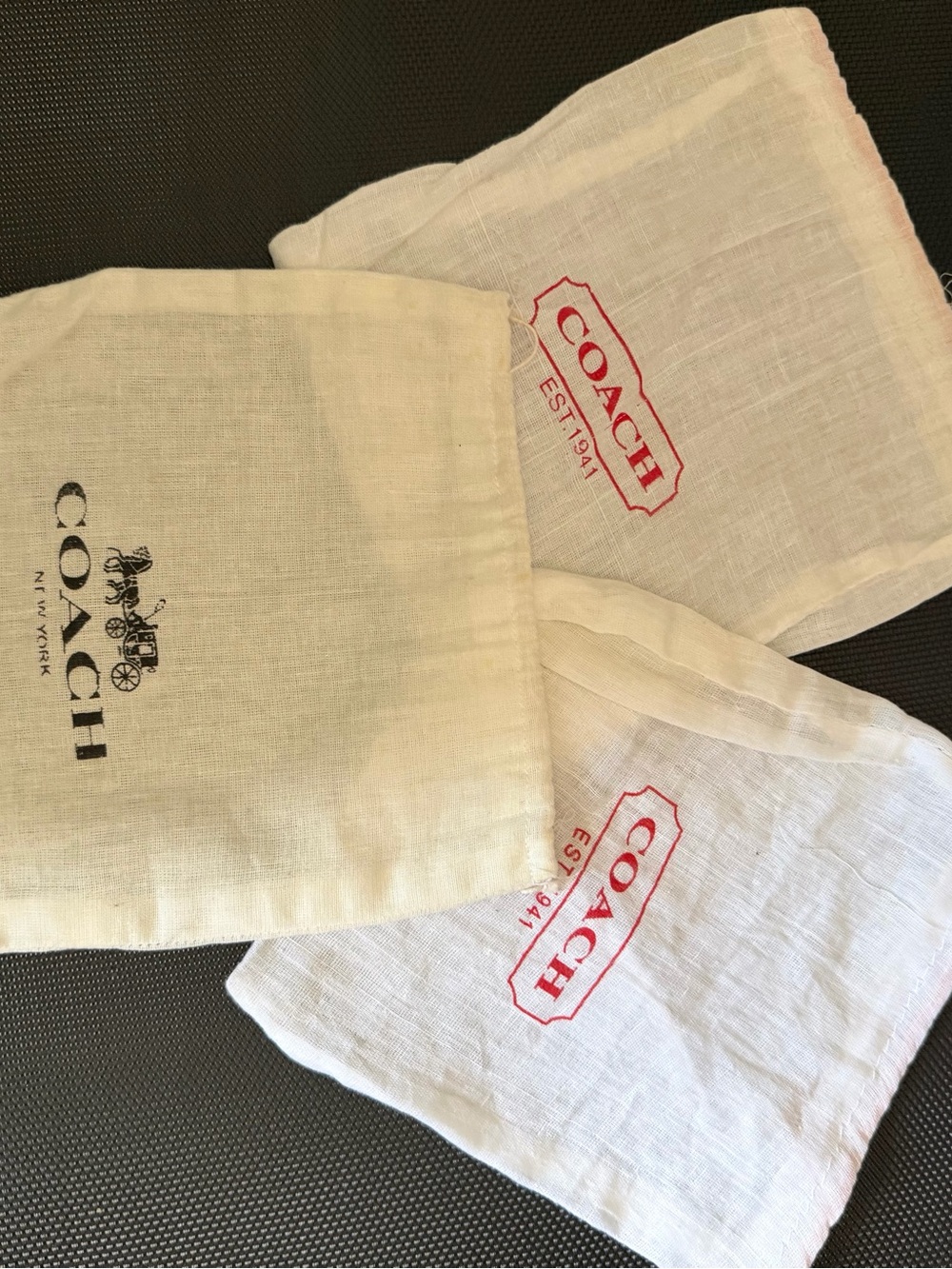Authentic Coach White Dust Bags with Red Logo Accent